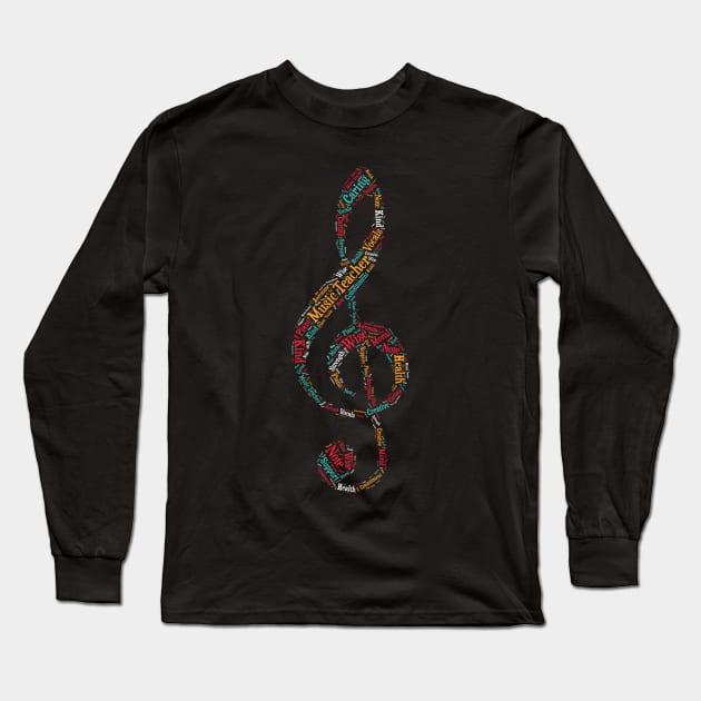 Music Teacher Gifts Key Sol Pentagram Notes graphic Long Sleeve T-Shirt by theodoros20